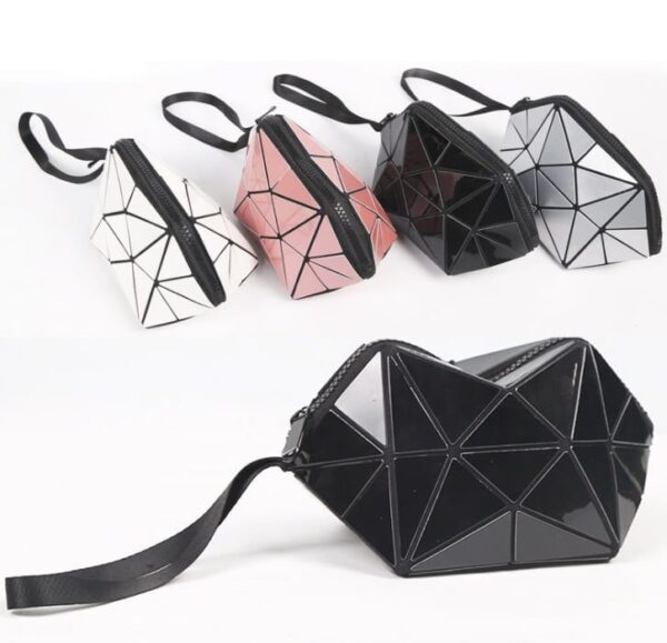 2021 Fashion Geometric Cosmetic Bag For Women Ladies Zipper Bag Organizer Makeup Cosmetics Lightweight Foldable Travel Make Up Bag