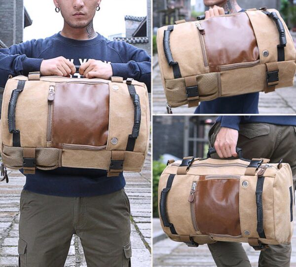 Large-capacity backpack canvas men's backpack multi-function shoulder computer backpack outdoor travel bag