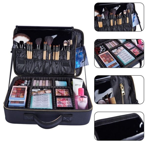 Makeup With Adjustable Dividers Portable Travel Cosmetic Bag Organize Case