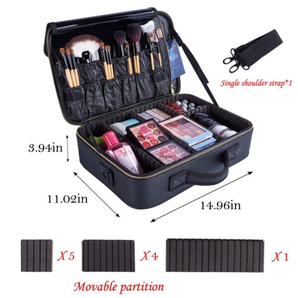 Makeup With Adjustable Dividers Portable Travel Cosmetic Bag Organize Case